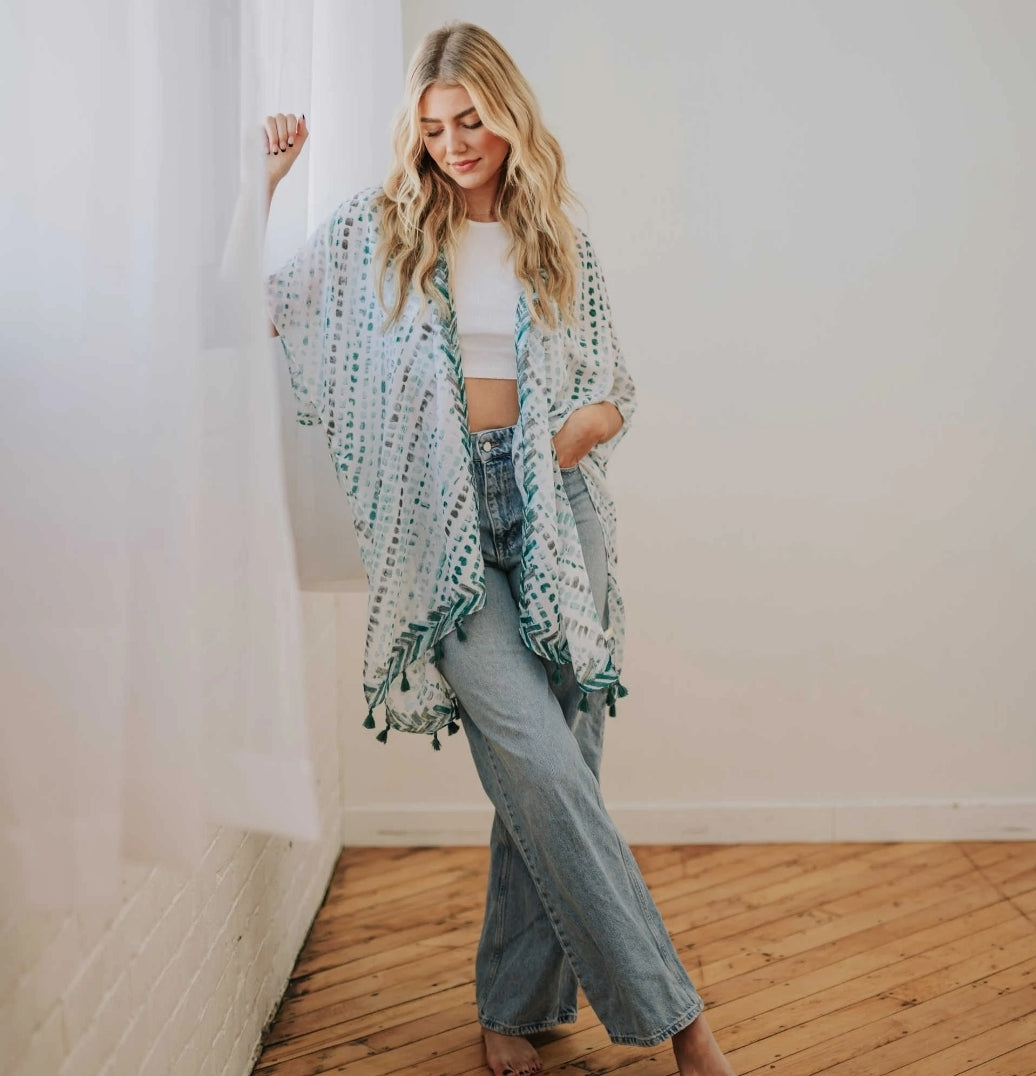 Multi Dash Tassel Kimono