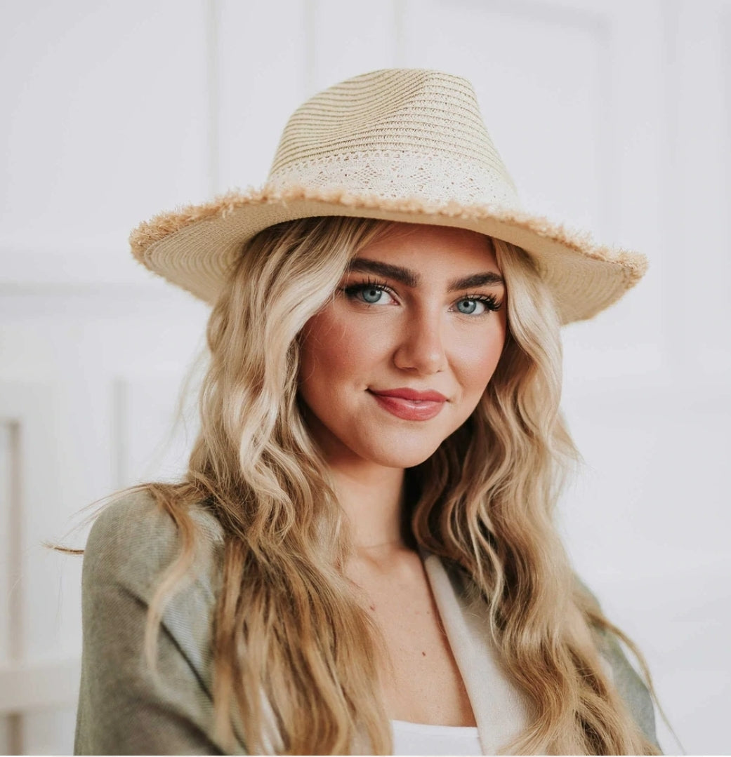 Lina Lace Trim Straw Hat