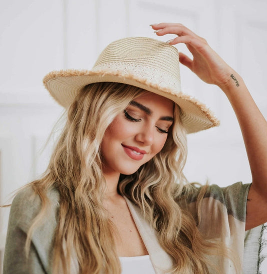 Lina Lace Trim Straw Hat
