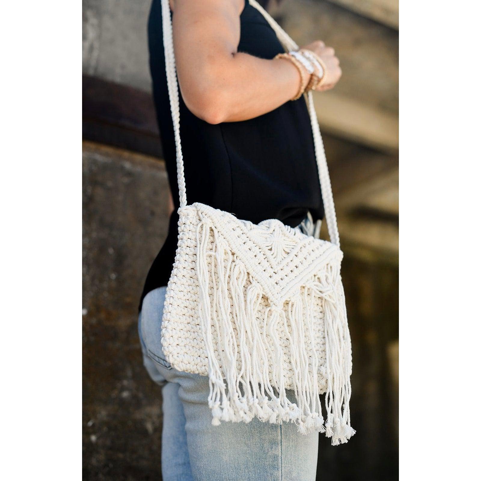 Handmade Macramé Tassel Crochet Handbag – Blu Isla Boutique