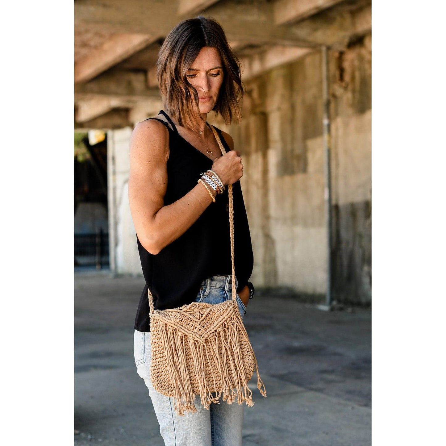 Handmade Macramé Tassel Crochet Handbag